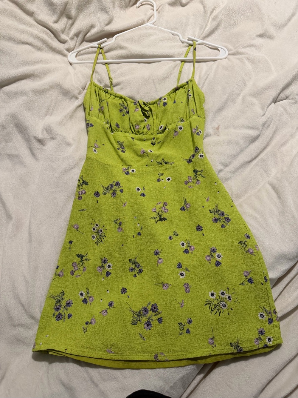 Sunday Best Lime Green Floral Mini Dress
